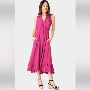 Sienna Sleeveless Tie Neck Midi Dress size small raspberry rose Brand new